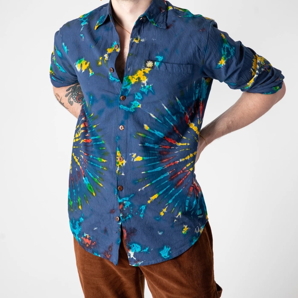 NWT Mexicali Blues “Dai Tie-Dye” Button Up Long Sleeve Shirt w/ L Pocket sz XL